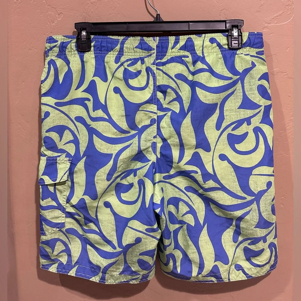 Sonoma Life + Style Board Shorts Swim Trunks Mens Size S Blue Green Pockets